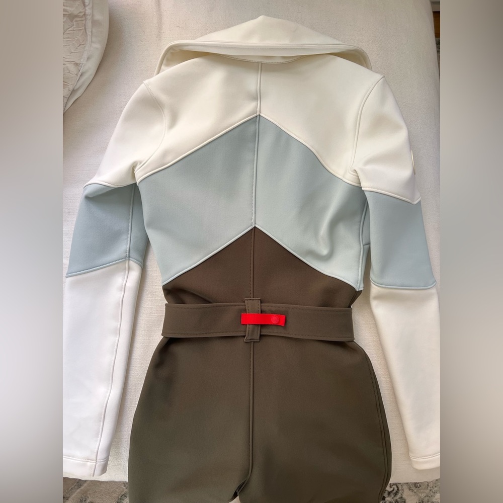 Cordova Women's Colorblock Jumpsuit - White, Blue, Brown - Picture 5 of 9